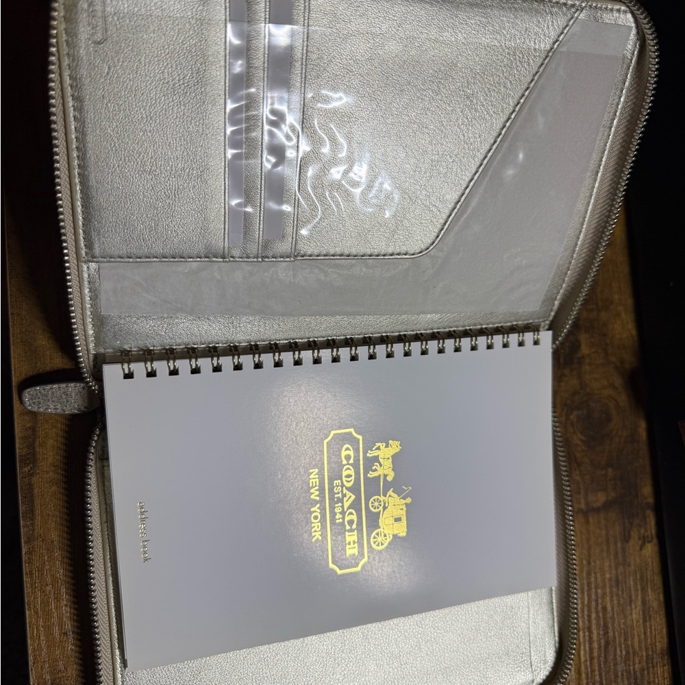Coach Silver Textured Zip Address Book - Picture 2 of 4